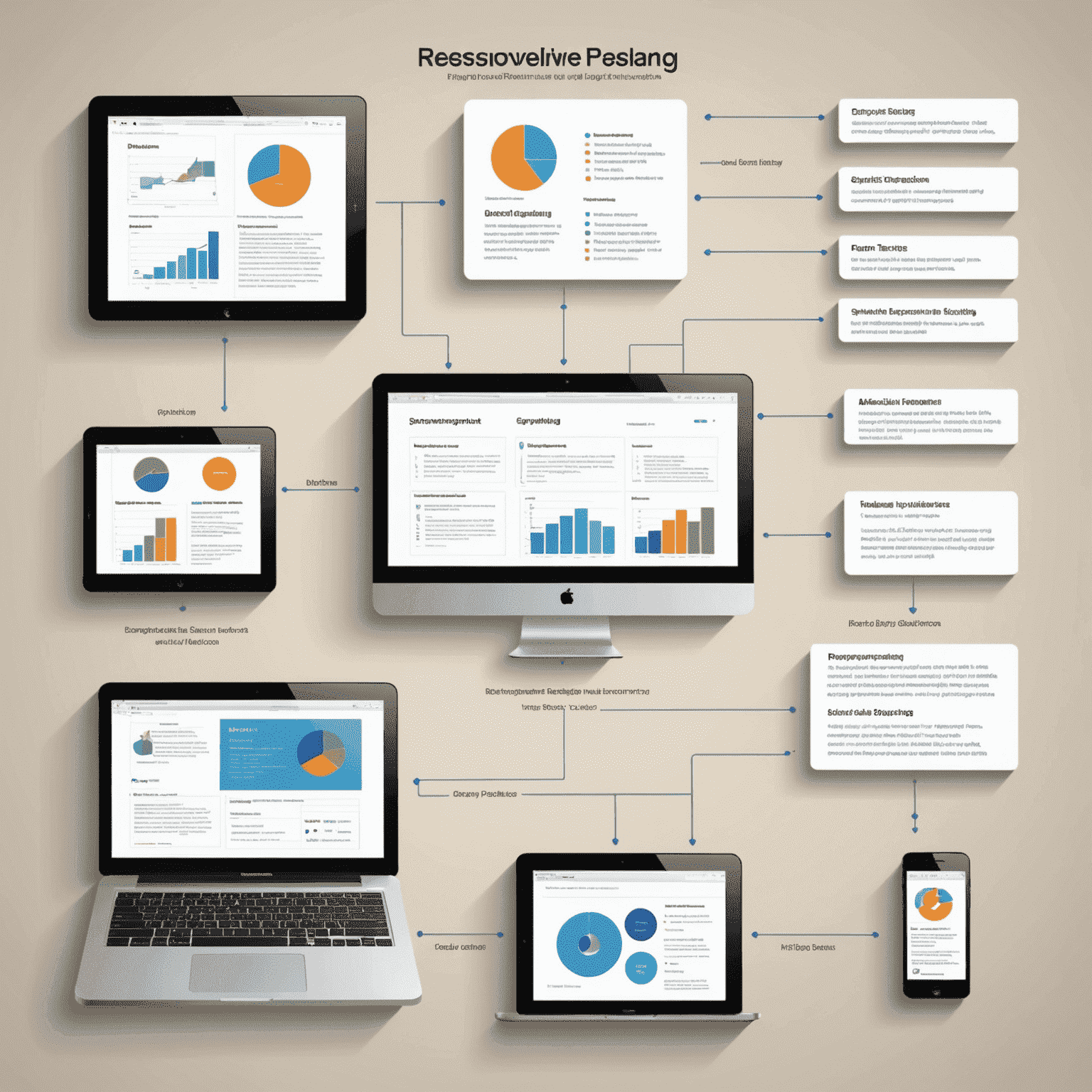 Diagrama que muestra el proceso de diseño responsivo, desde la planificación inicial hasta la implementación y pruebas en múltiples dispositivos.